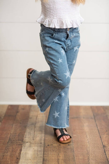 Youth Faded Star Flare Denim Jean Pant