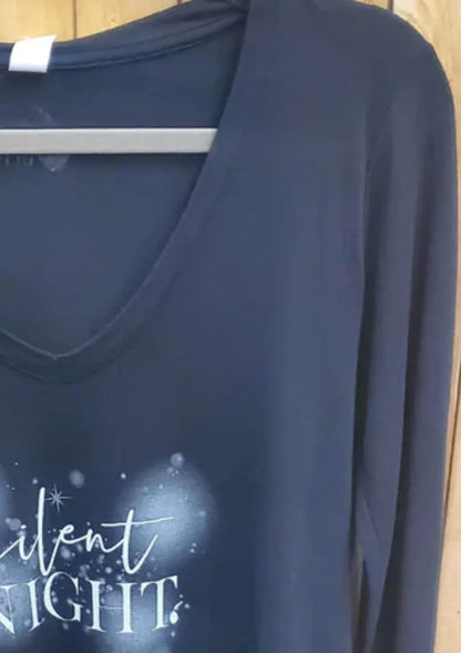 The Minted Olive - Women's Silent Night Slouchy V-neck Top - Rack Hunt
