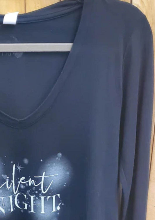 The Minted Olive - Women's Silent Night Slouchy V-neck Top - Rack Hunt -