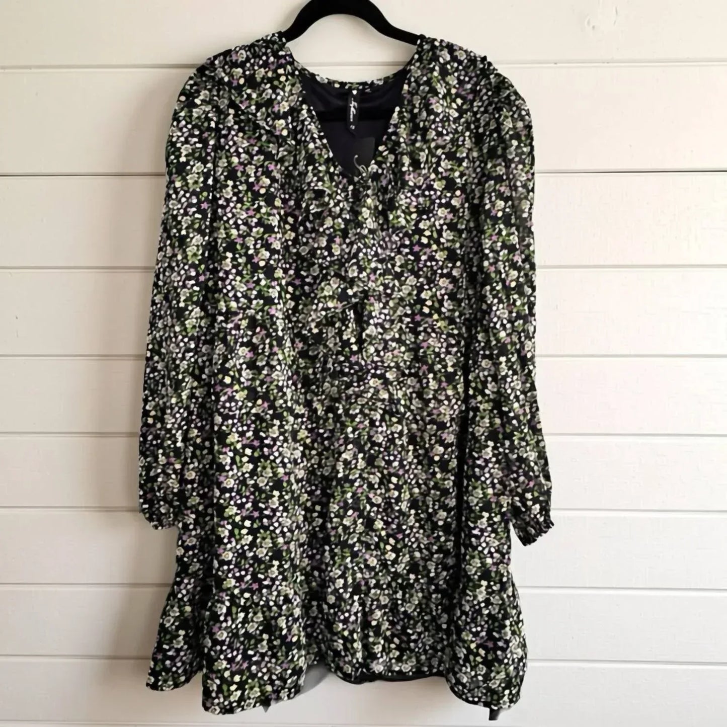 INFLUENCE - Chiffon Floral Flowy Mini Long Sleeve Dress - Rack Hunt