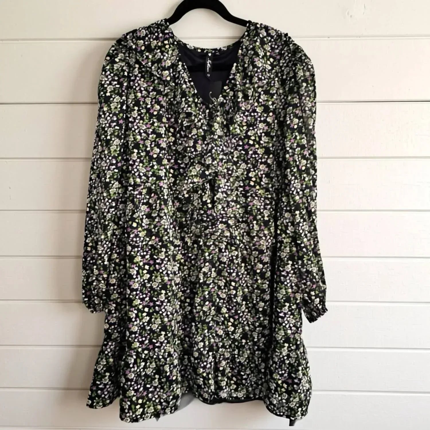 INFLUENCE - Chiffon Floral Flowy Mini Long Sleeve Dress - Rack Hunt