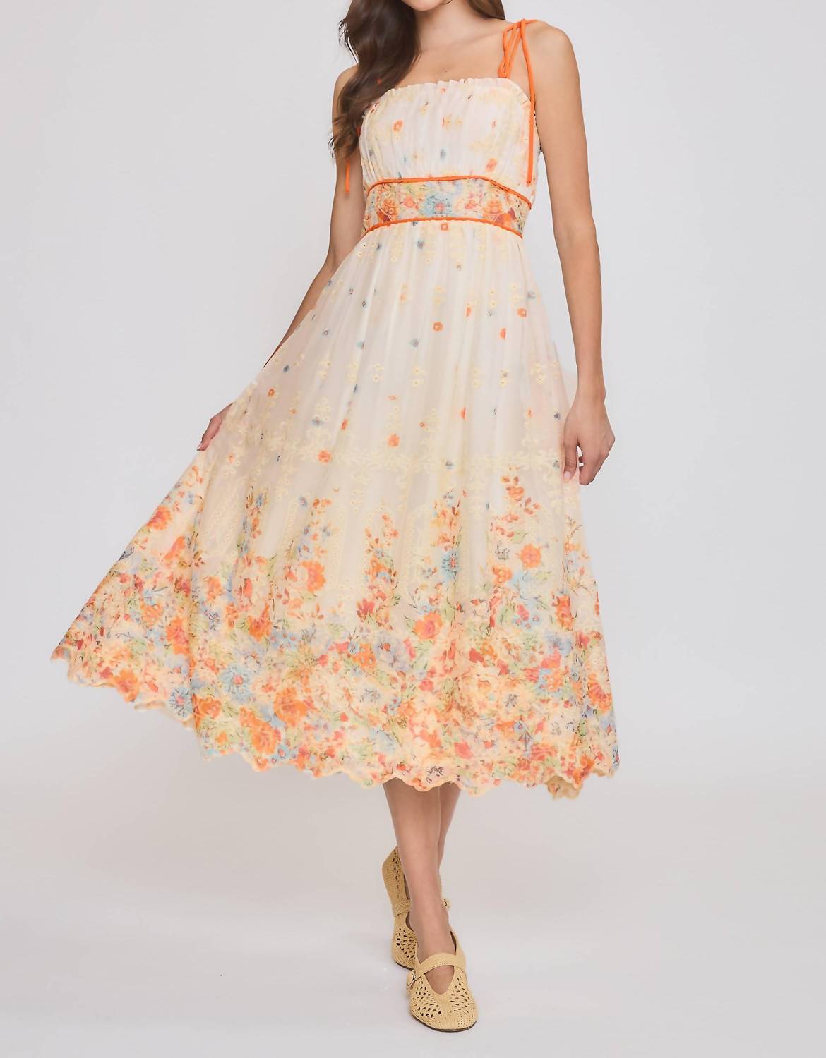 Floral Embroidered Midi Dress
