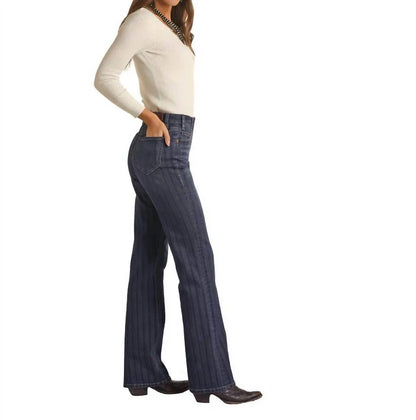 Rock & Roll Cowgirl - High-rise Tonal Stripe Boot Cut Jean - Rack Hunt