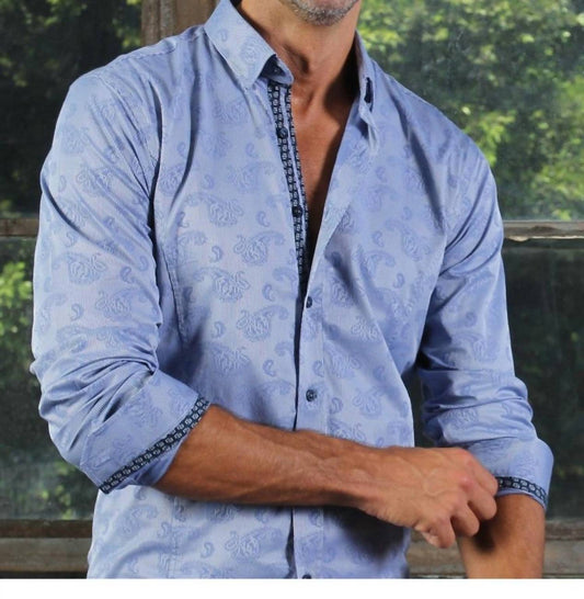 Paisley Jacquard Long Sleeve Button Down Shirt