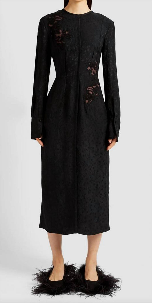 Long Sleeve Crushed Floral Midi Dress