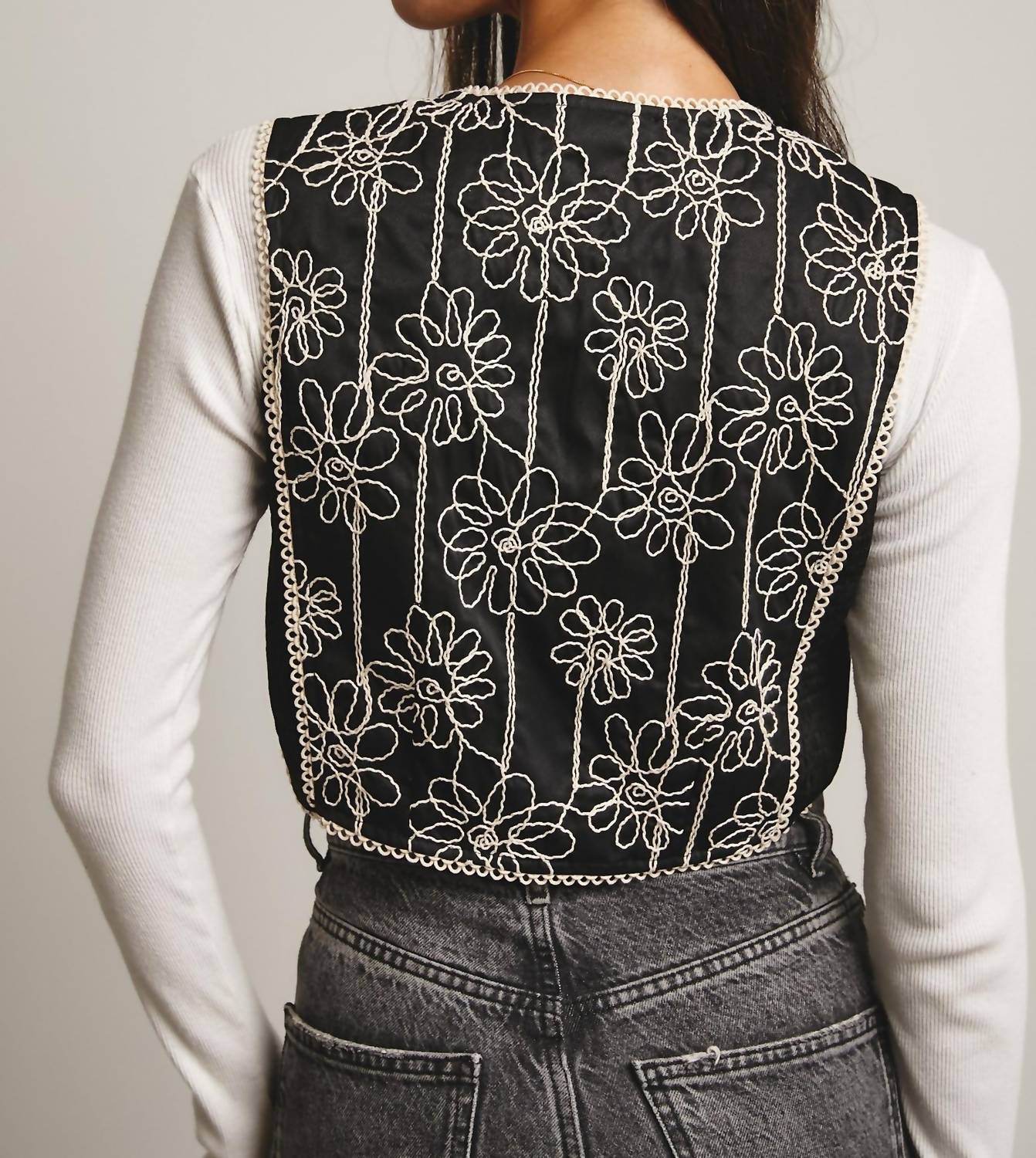 Forte Cashmere - Embroidered Front Tie Boho Vest - Rack Hunt -