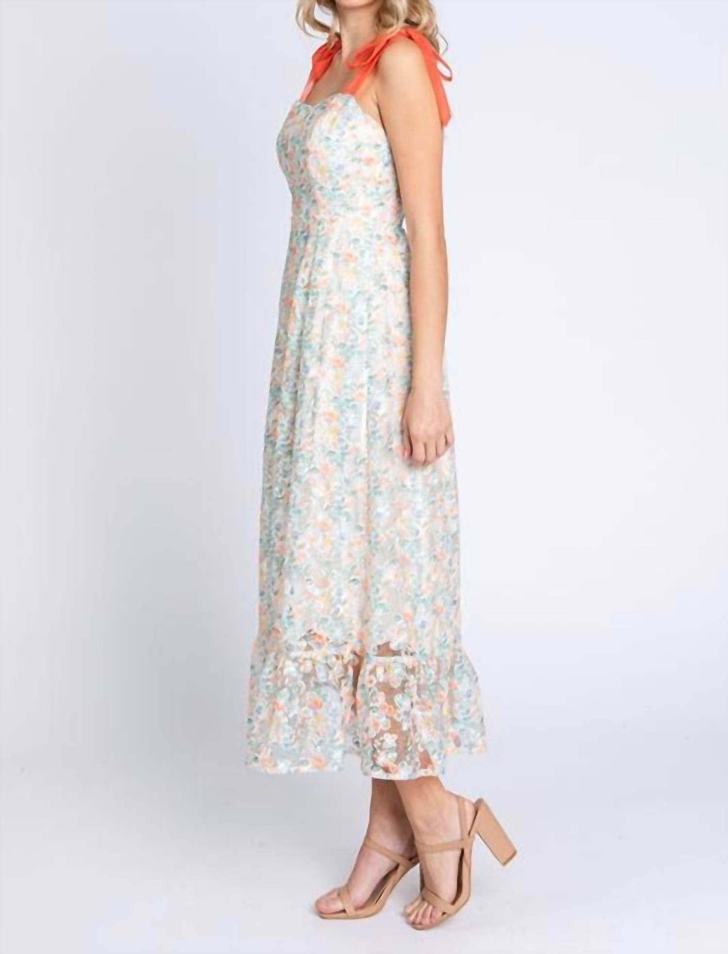 LOVELO - Floral Embroidered Midi Dress - Rack Hunt -