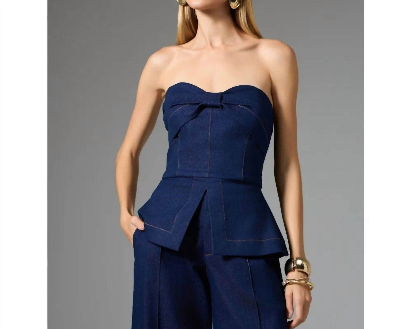 Strass - Denim Top And Pants Set - Rack Hunt -