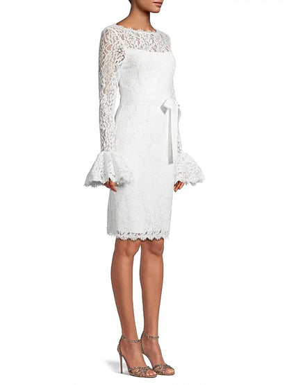Lace Bell-sleeve Sheath Dress