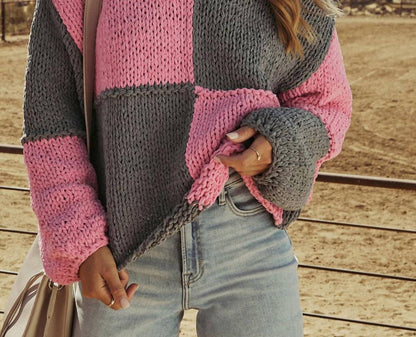 Bonfire Gleam Crochet Colorblock Sweater