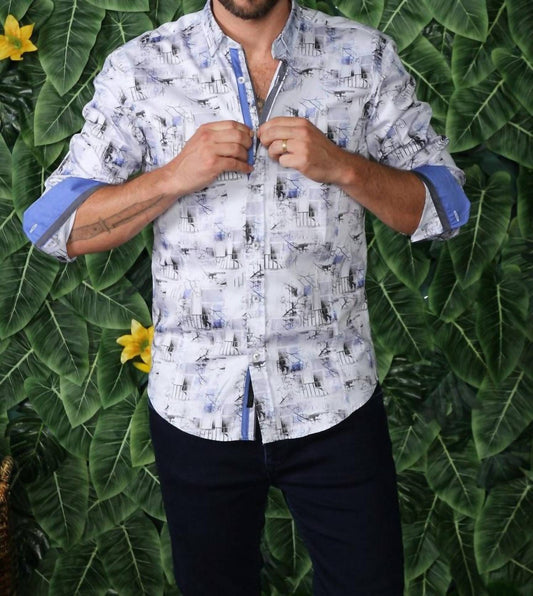 Long Sleeve Button Down Shirt With Branches Design