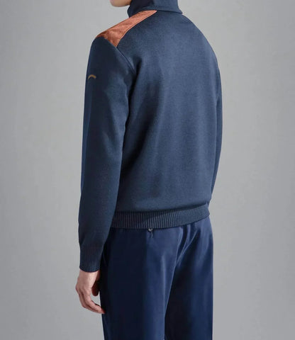 Paul & Shark - Men's Wool Zip Sweater With Corduroy Details - Rack Hunt