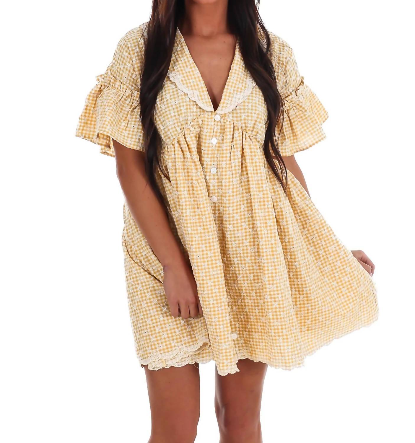 Sunny Days Gingham Babydoll Dress