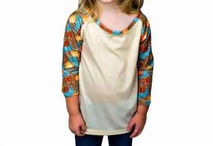 Prissy Jane - Girl's Pumpkin Raglan Top - Rack Hunt