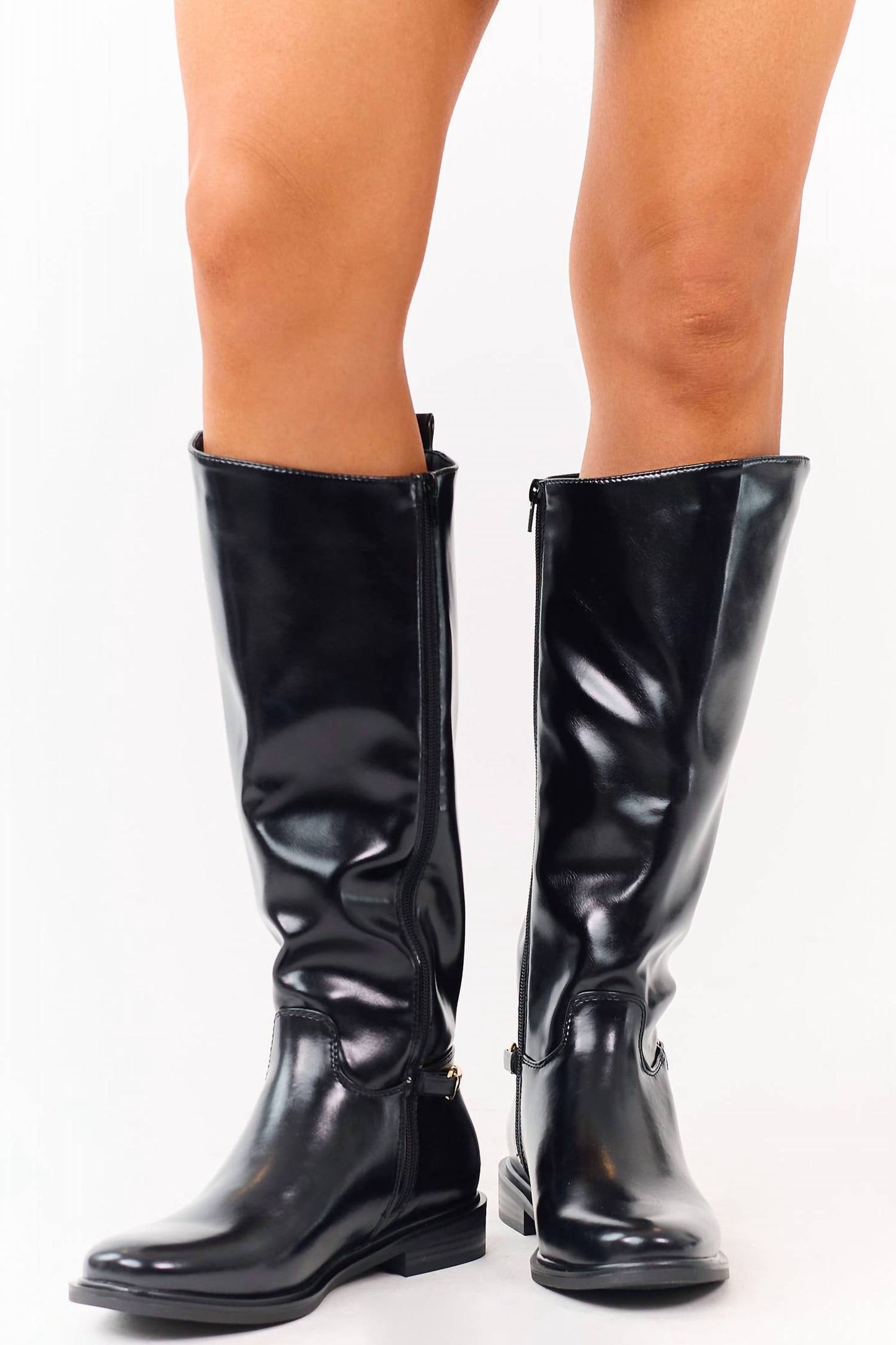 Women's Sofia Faux Leather Horsebit Detail Tall Riding Boots