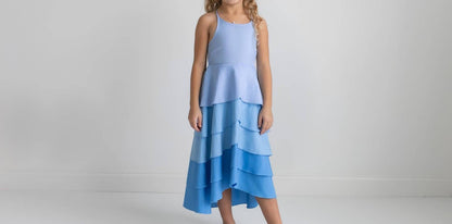 Kids Waterfall Layered Summer Halter Hi Lo Dress
