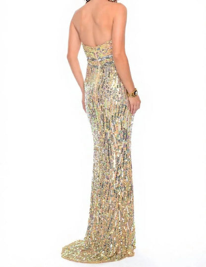 Precious Formals - Two-toned Strapless Sequin Evening Gown - Rack Hunt