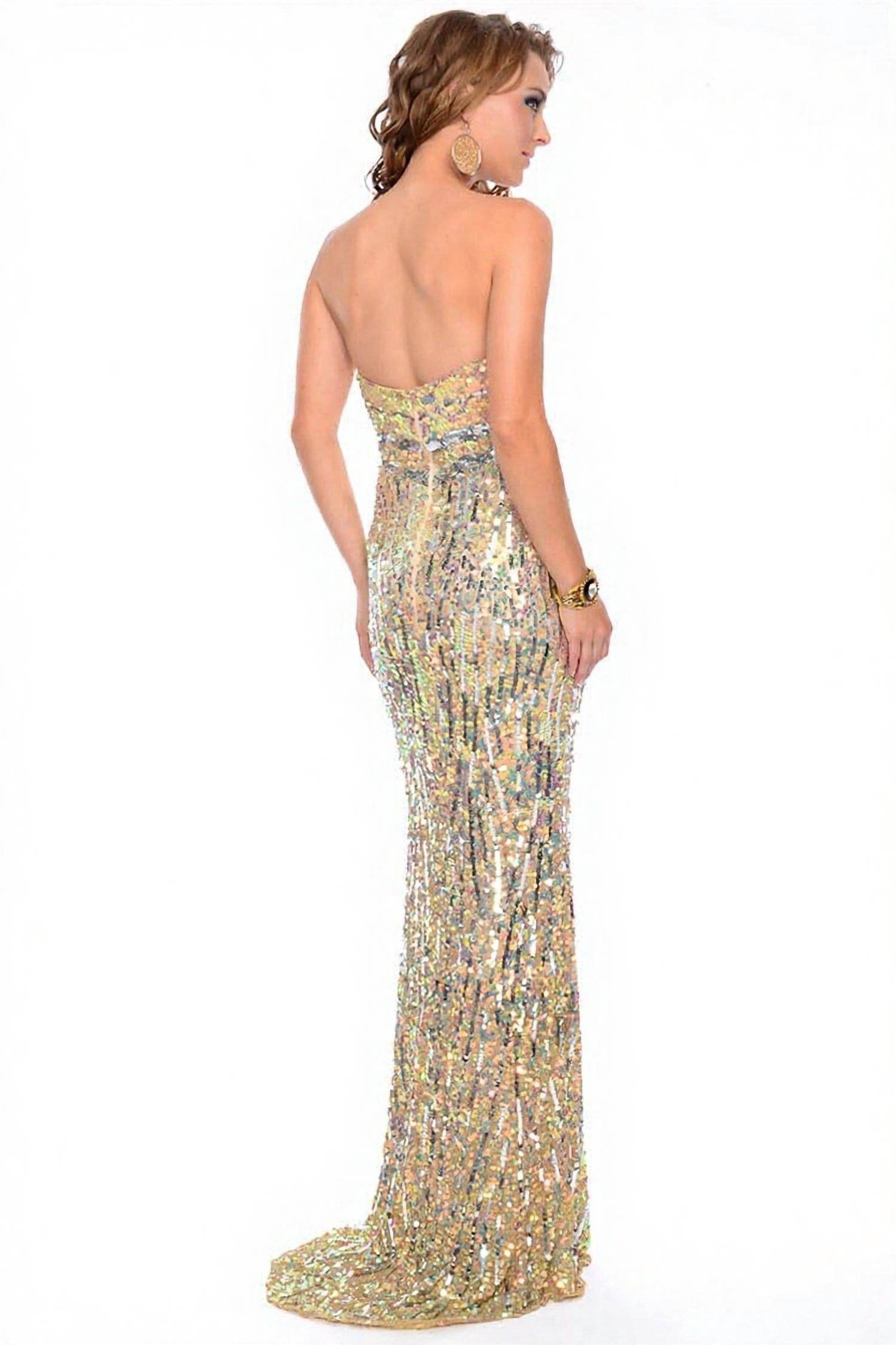 Precious Formals - Two-toned Strapless Sequin Evening Gown - Rack Hunt -