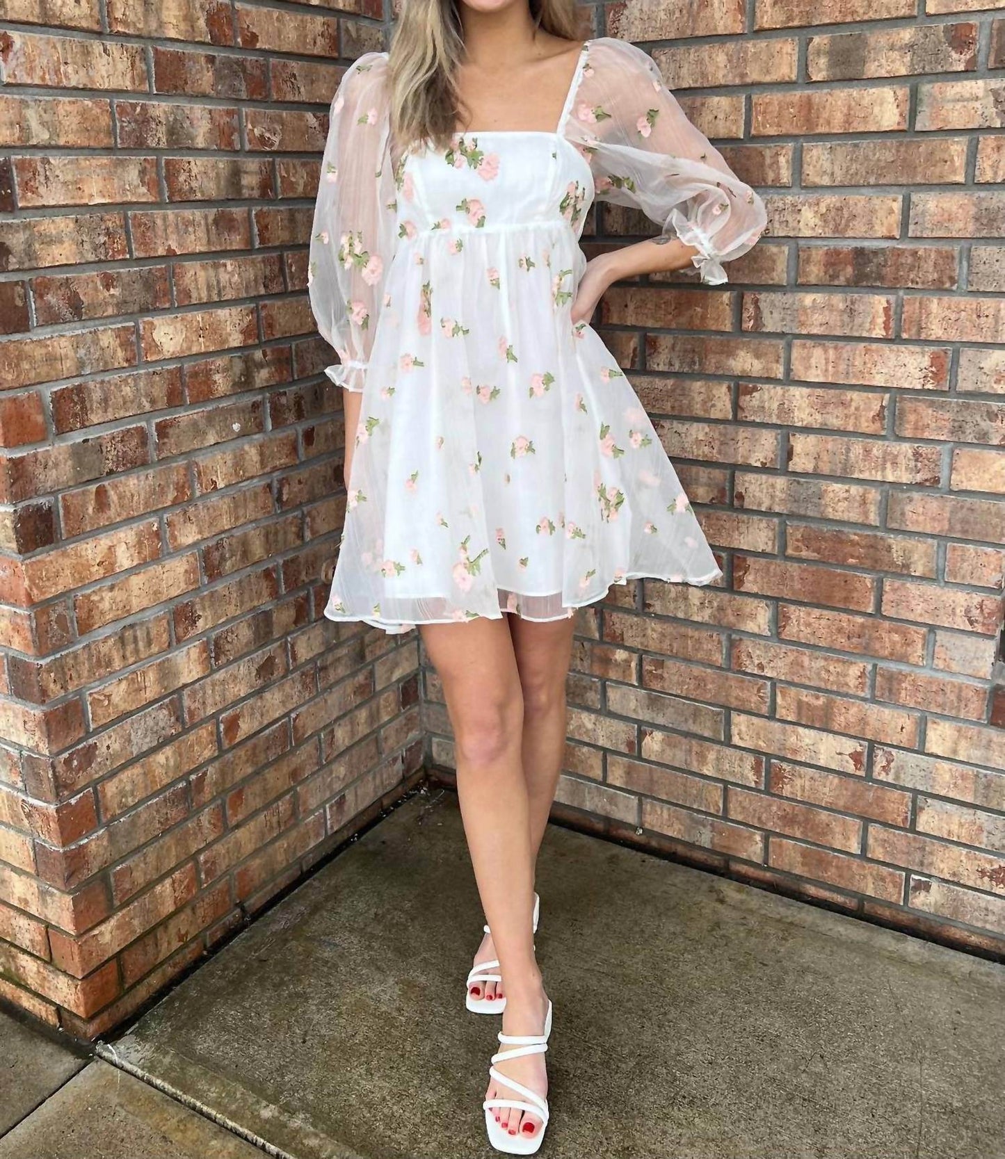 Selfie Leslie - Floral Jacquard Organza Mini Dress - Rack Hunt -