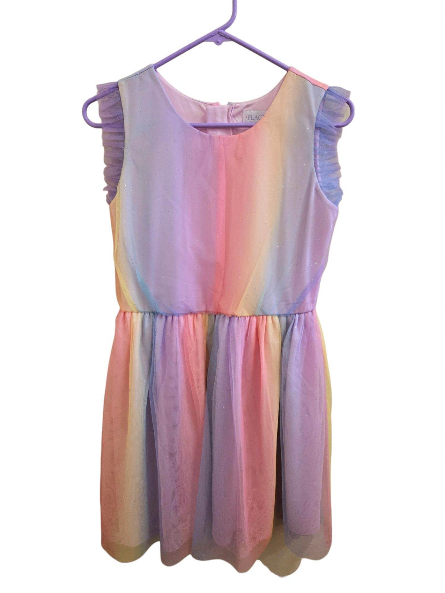 The Children's Place - Glitter Rainbow Ombre Mesh Fit And Flare Dress - Rack Hunt -