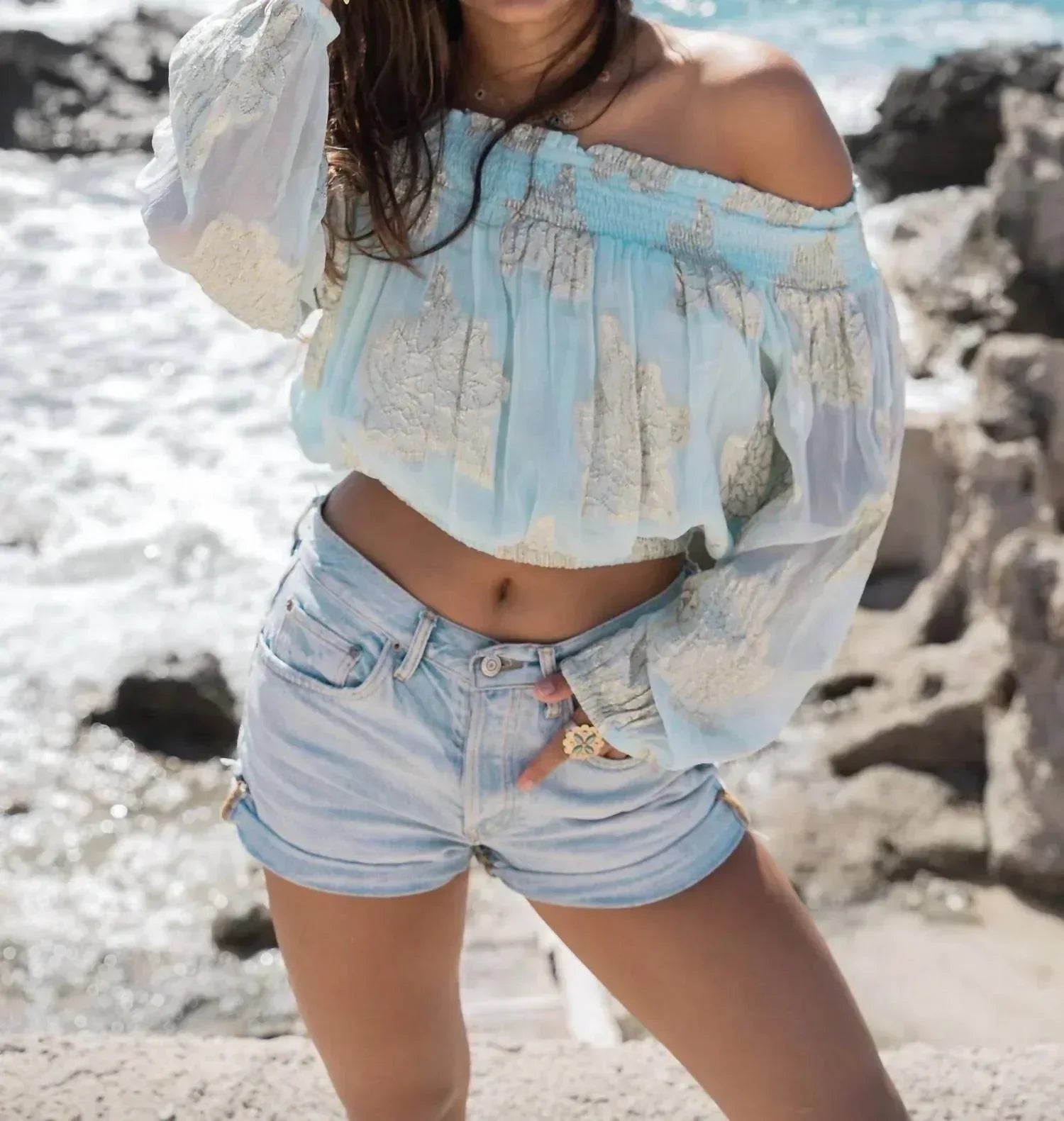 IBZ Mode - Women's Glimmer Off Shoulder Top - Rack Hunt