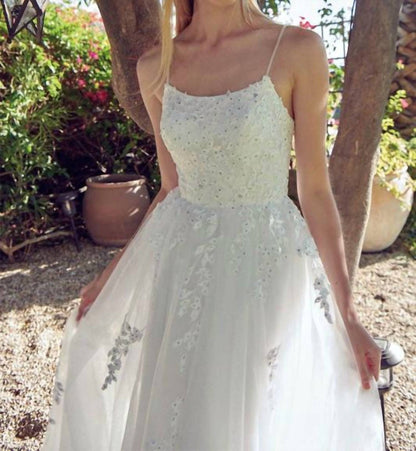Floral Applique A-line Wedding Gown