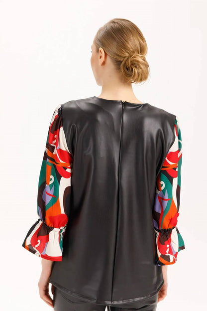 Trey Leather Tulip Cuffs Top