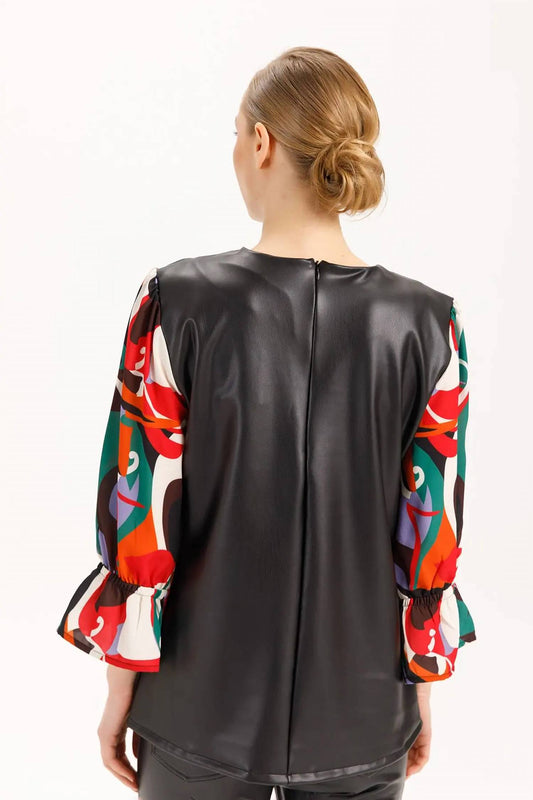 Trey Leather Tulip Cuffs Top