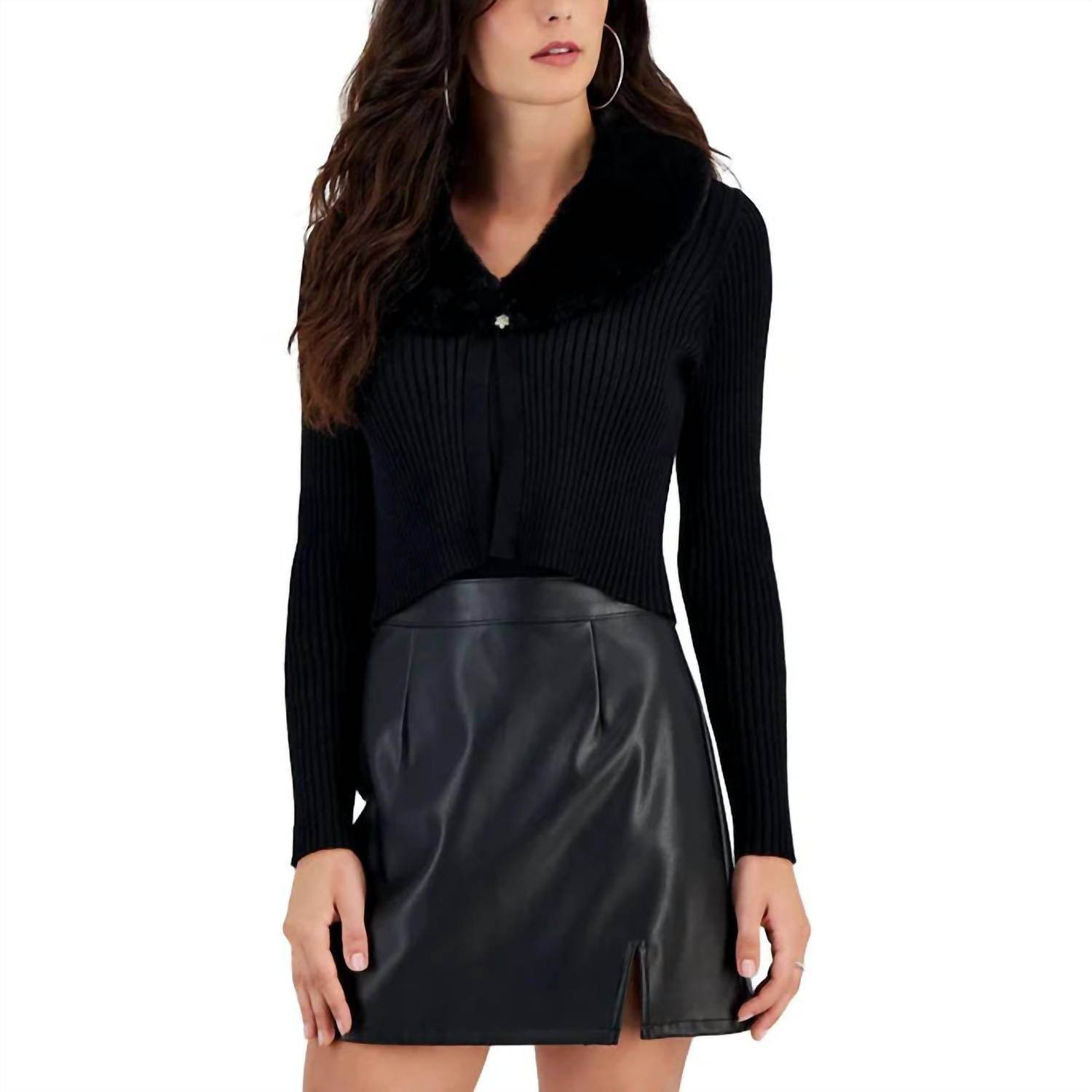 Taylor - Ribbed Collar Cardigan - Rack Hunt -