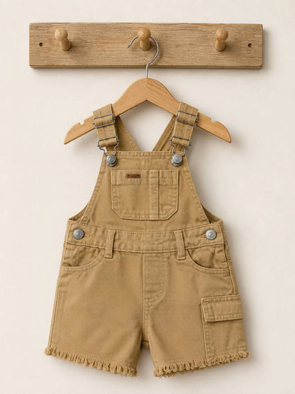 Girl's Frayed Detailing Overalls