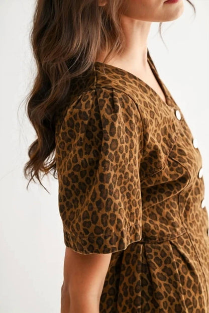 Cora Button Front Short Sleeve Mini Dress