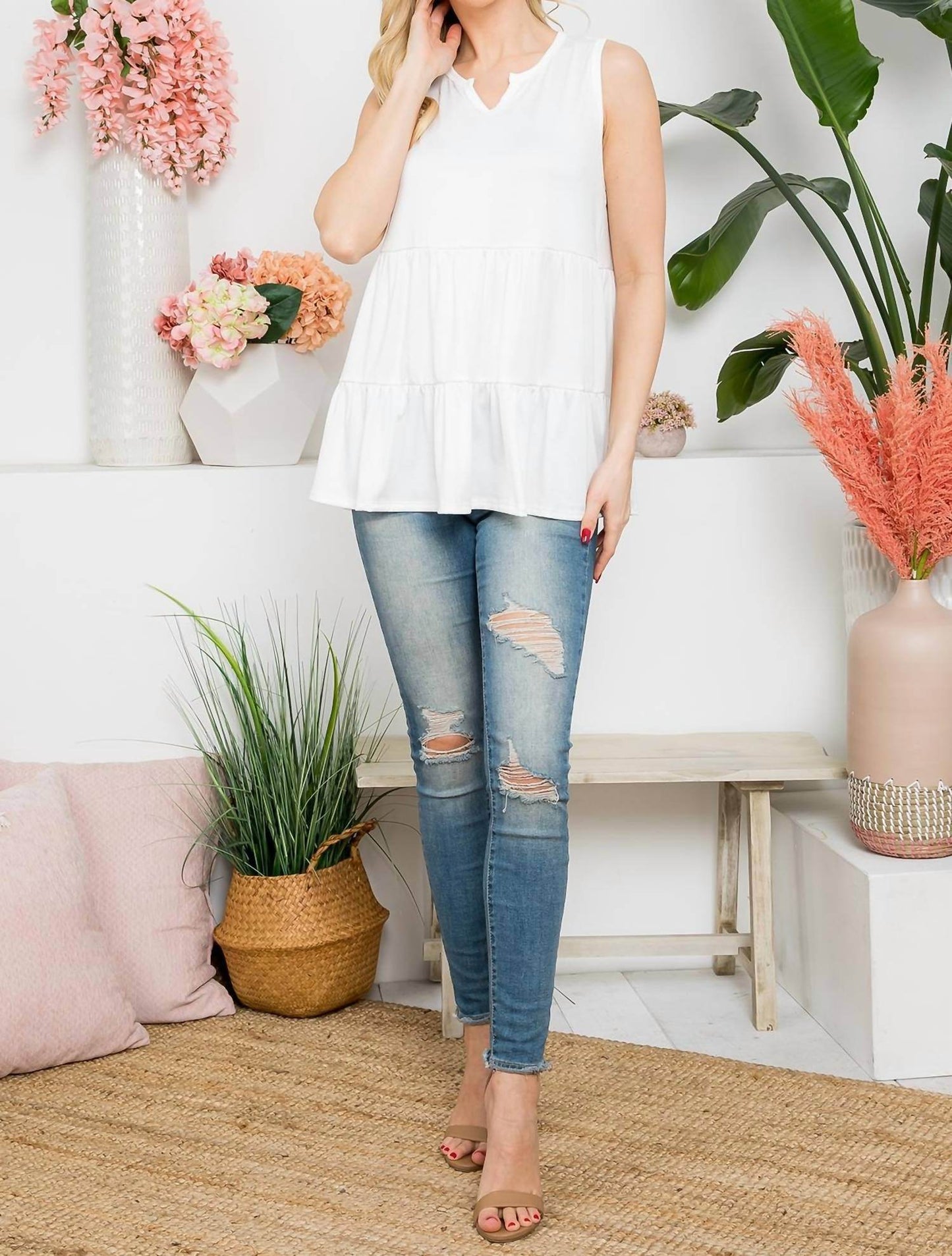 You and Me - Knotch Neckline Tank Top - Rack Hunt -