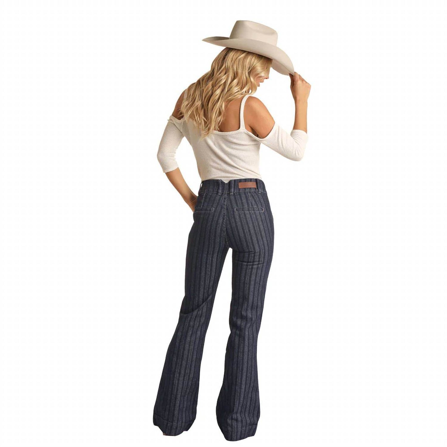 Rock & Roll Cowgirl - Jacquard Stripe High Rise Trouser Jeans - Rack Hunt