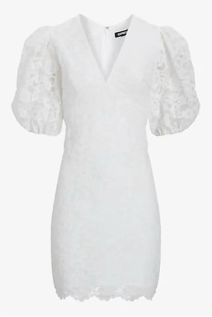 Express - Bridal Lace Puff Sleeve Mini Dress - Rack Hunt