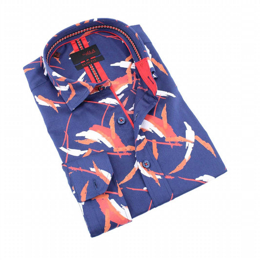 Button Down Shirt With Brush Print Design