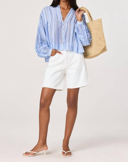 Ericka Striped Balloon Sleeve Blouse