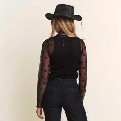 Core in Fashion - Bow Print Sheer Lace Top - Rack Hunt
