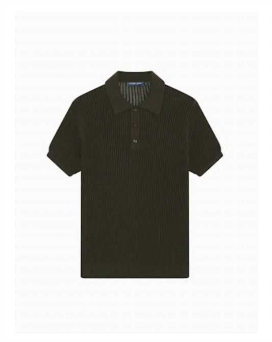 FRESCOBAL CARIOCA Men's Vidal Cotton Blend Buttoned Short Sleeve Polo in Seawood