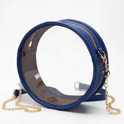 Hana - Solid Color Trim Clear Round Crossbody Bag - Rack Hunt