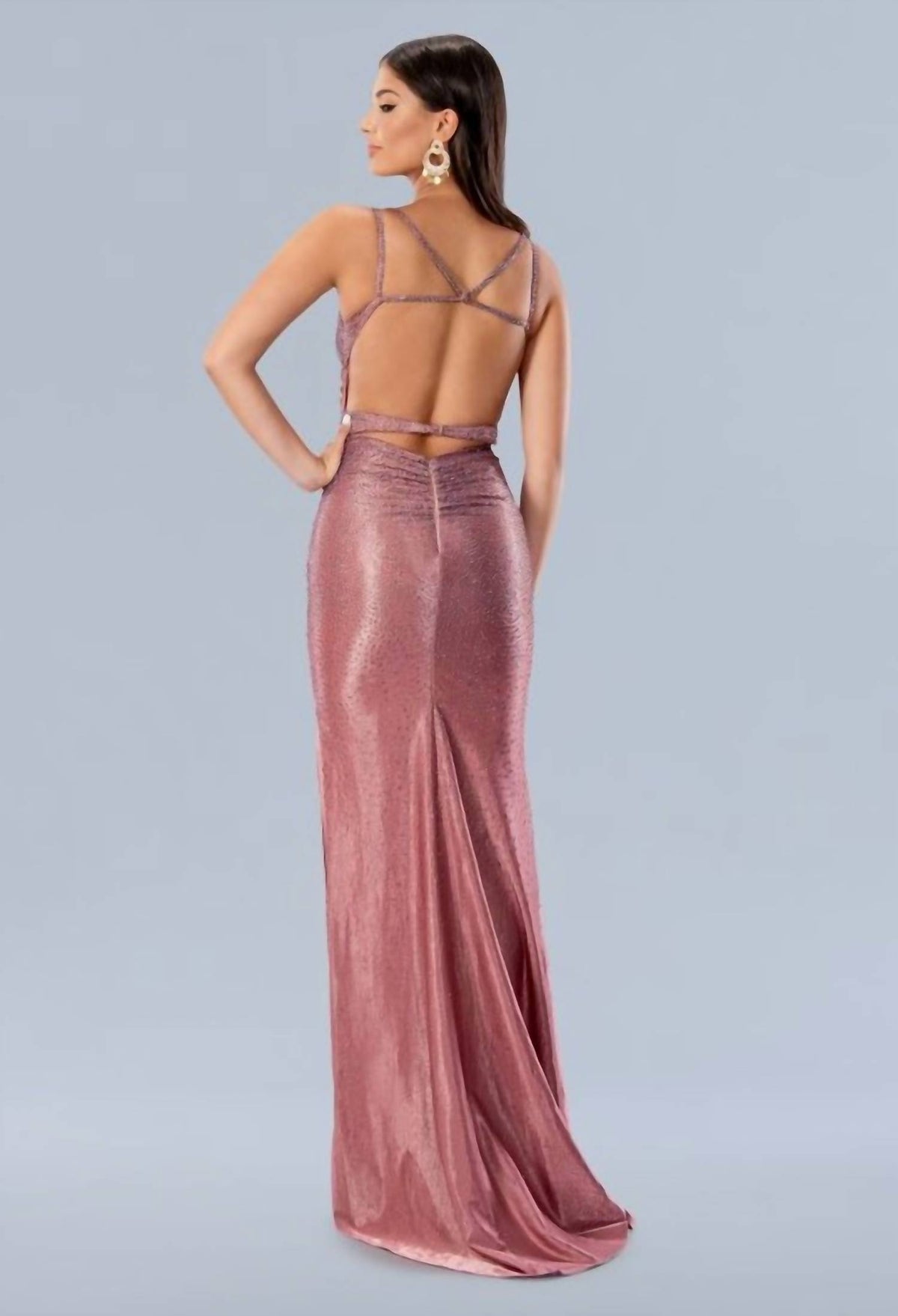 Spaghetti Strap Open Back Gown