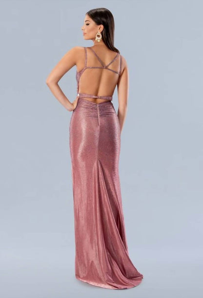 Spaghetti Strap Open Back Gown