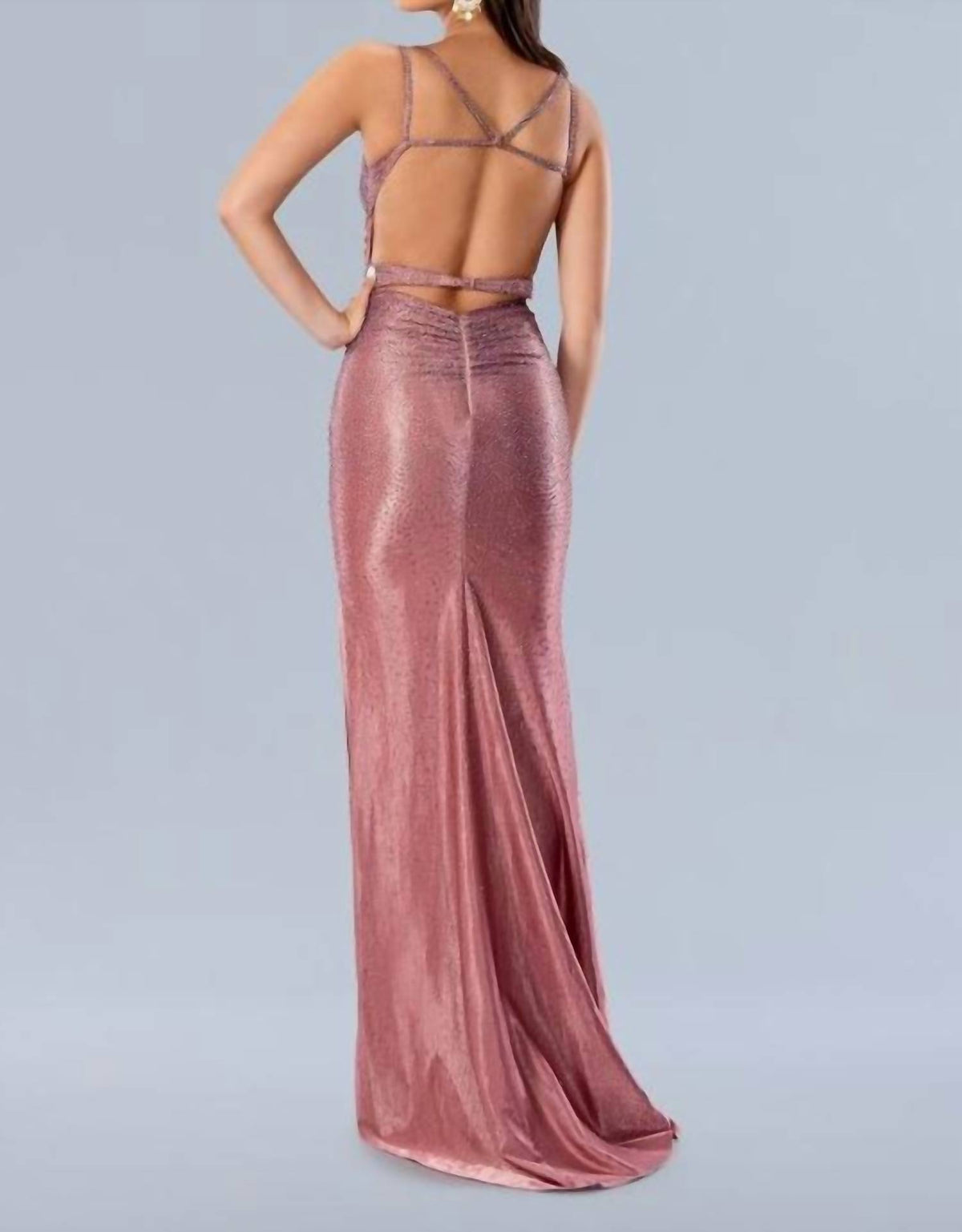 Spaghetti Strap Open Back Gown