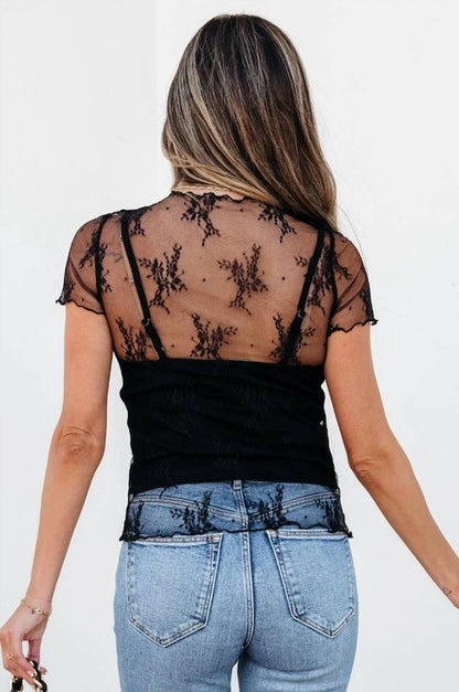 Floral Sheer Mesh Top + Tank Set