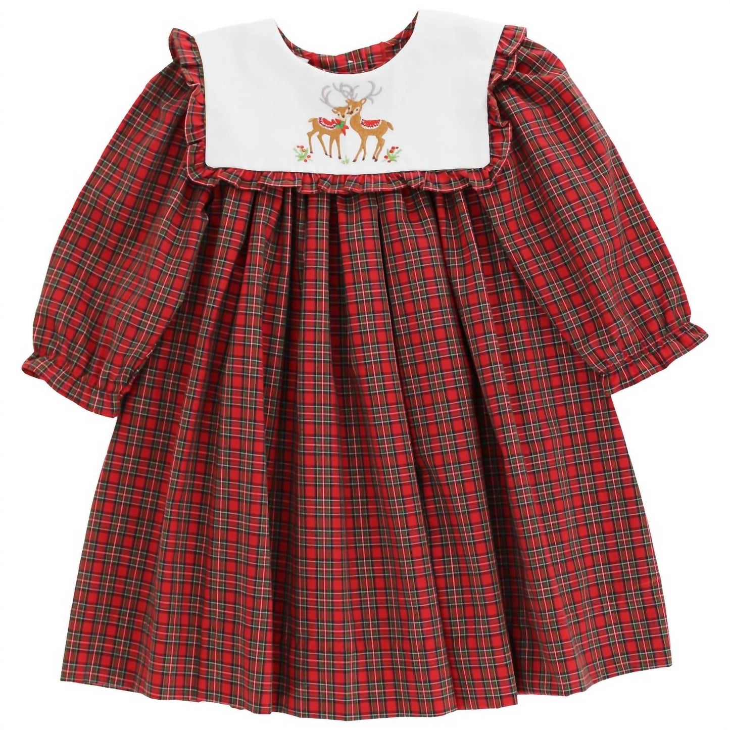 Girl's Reindeer On Plaid-float Dress