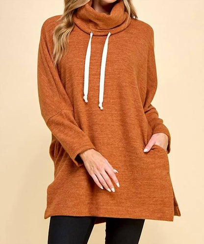 Turtleneck Longline Pullover Top - Plus