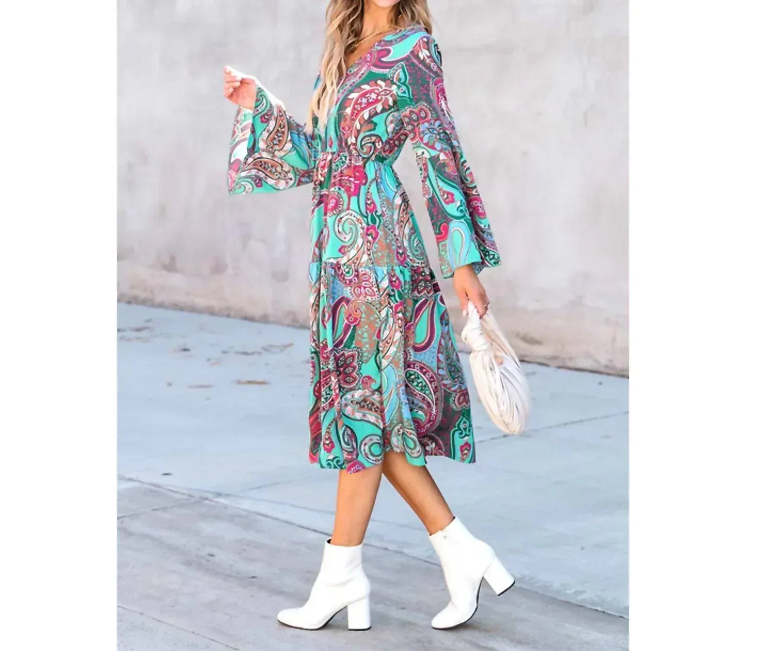 Cupshe - Paisley Bell Sleeve Resort Midi Dress - Rack Hunt