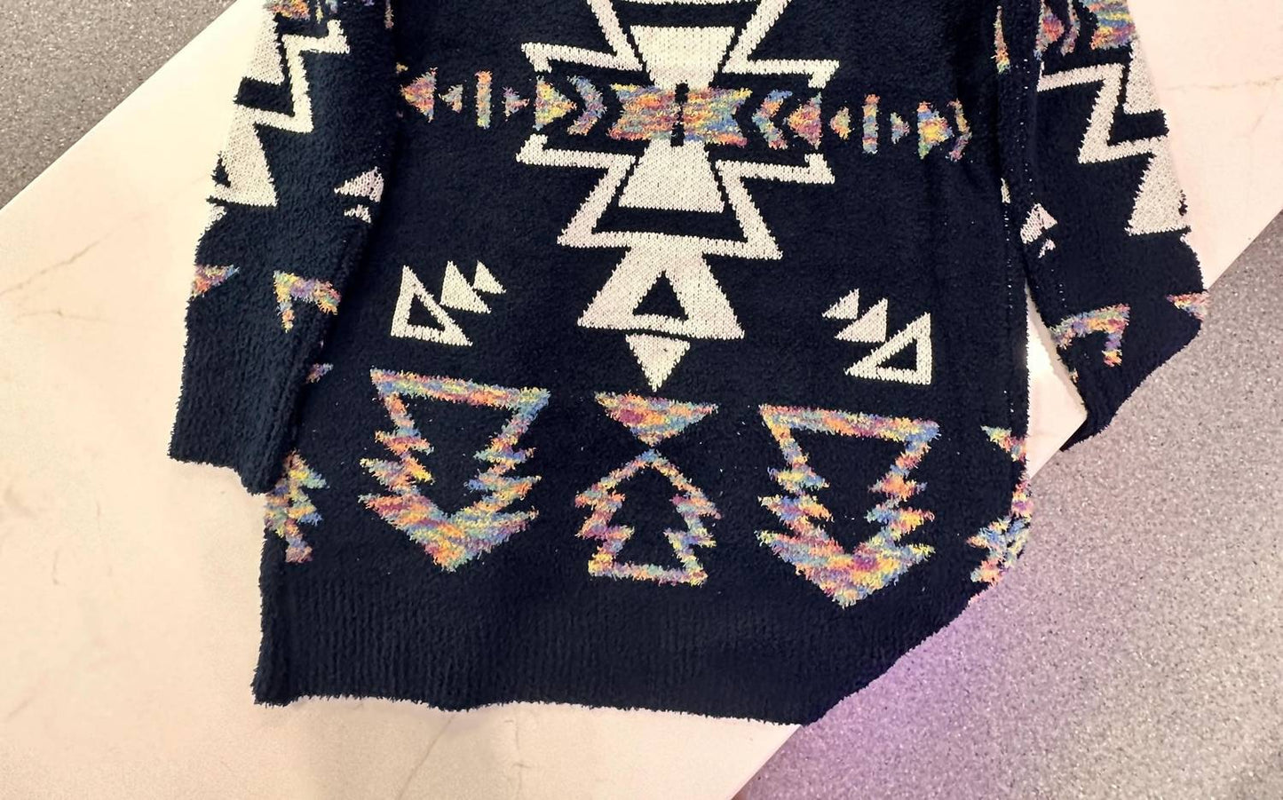 Women's Long Aztec Open Front Sweater