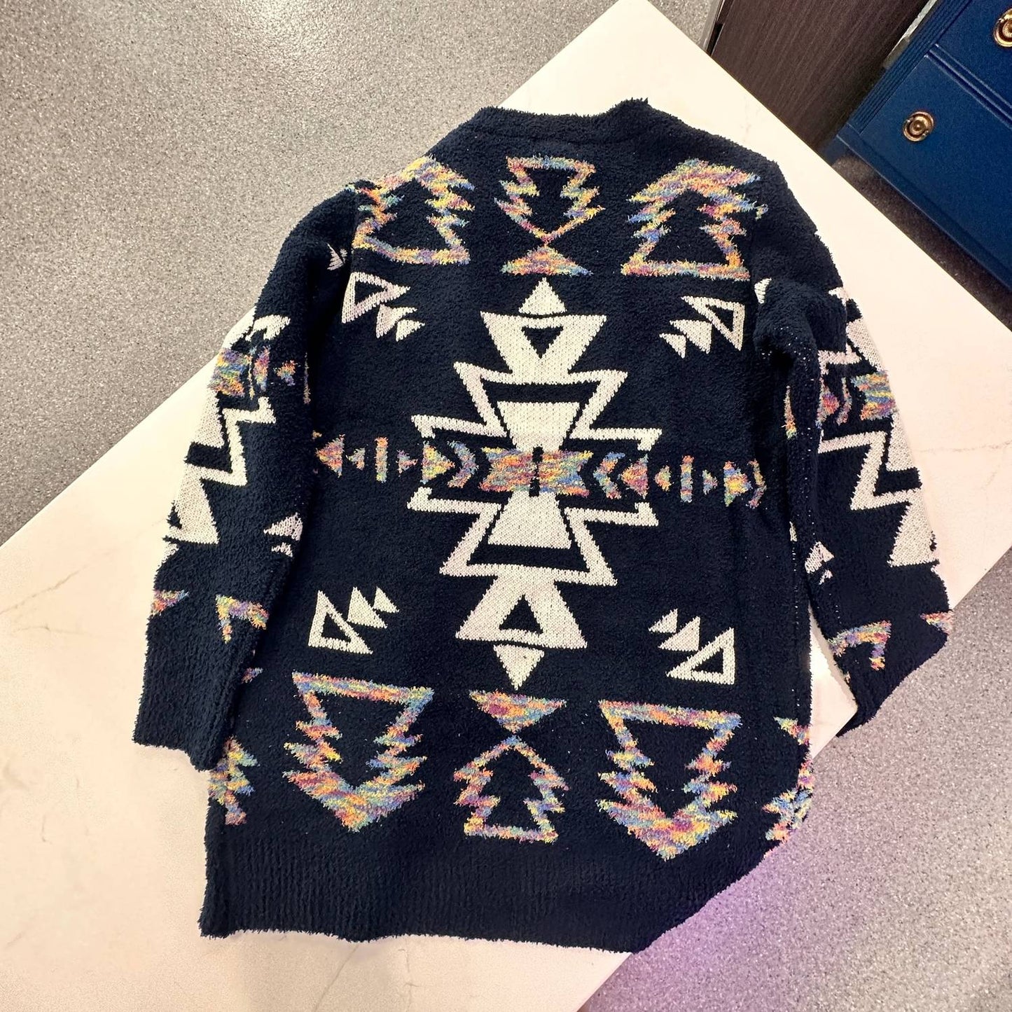 Women's Long Aztec Open Front Sweater