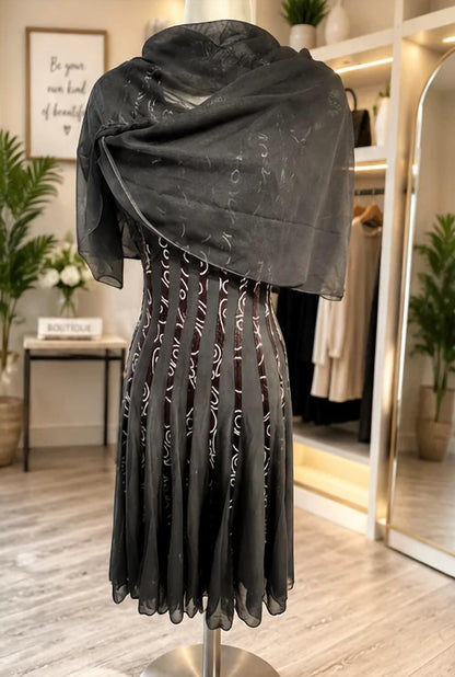 Women's Ribbed Shaw Mesh Dress