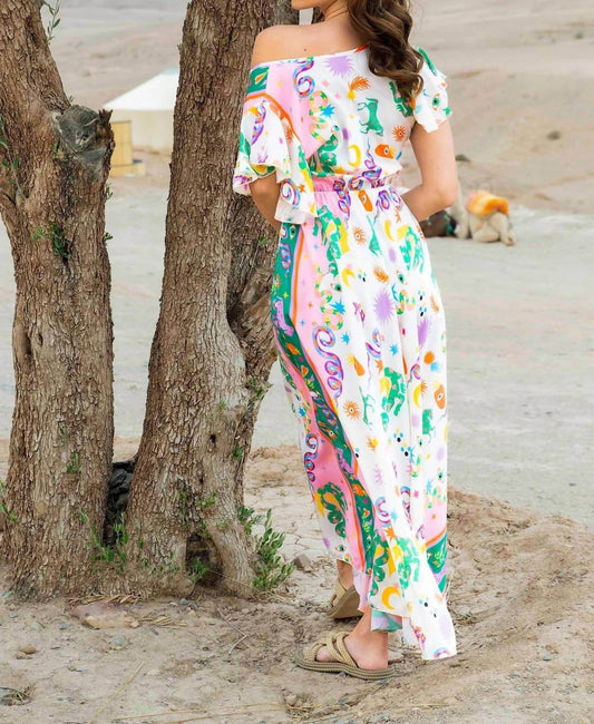 Gold & Silver - Print Sun Maxi Dress - Rack Hunt -